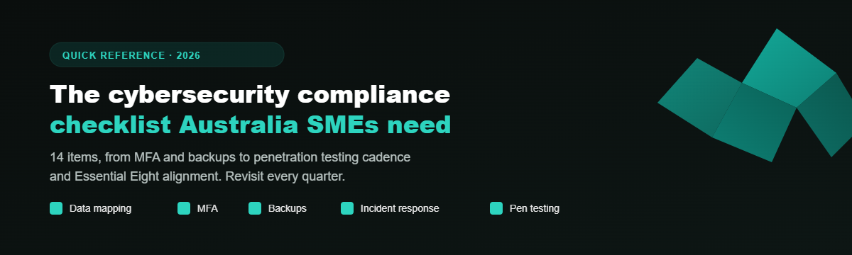 cybersecurity compliance checklist Australia quick reference summary graphic